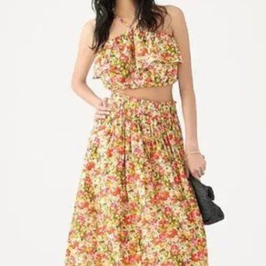 J. Crew Set crop top and skirt in painterly floral